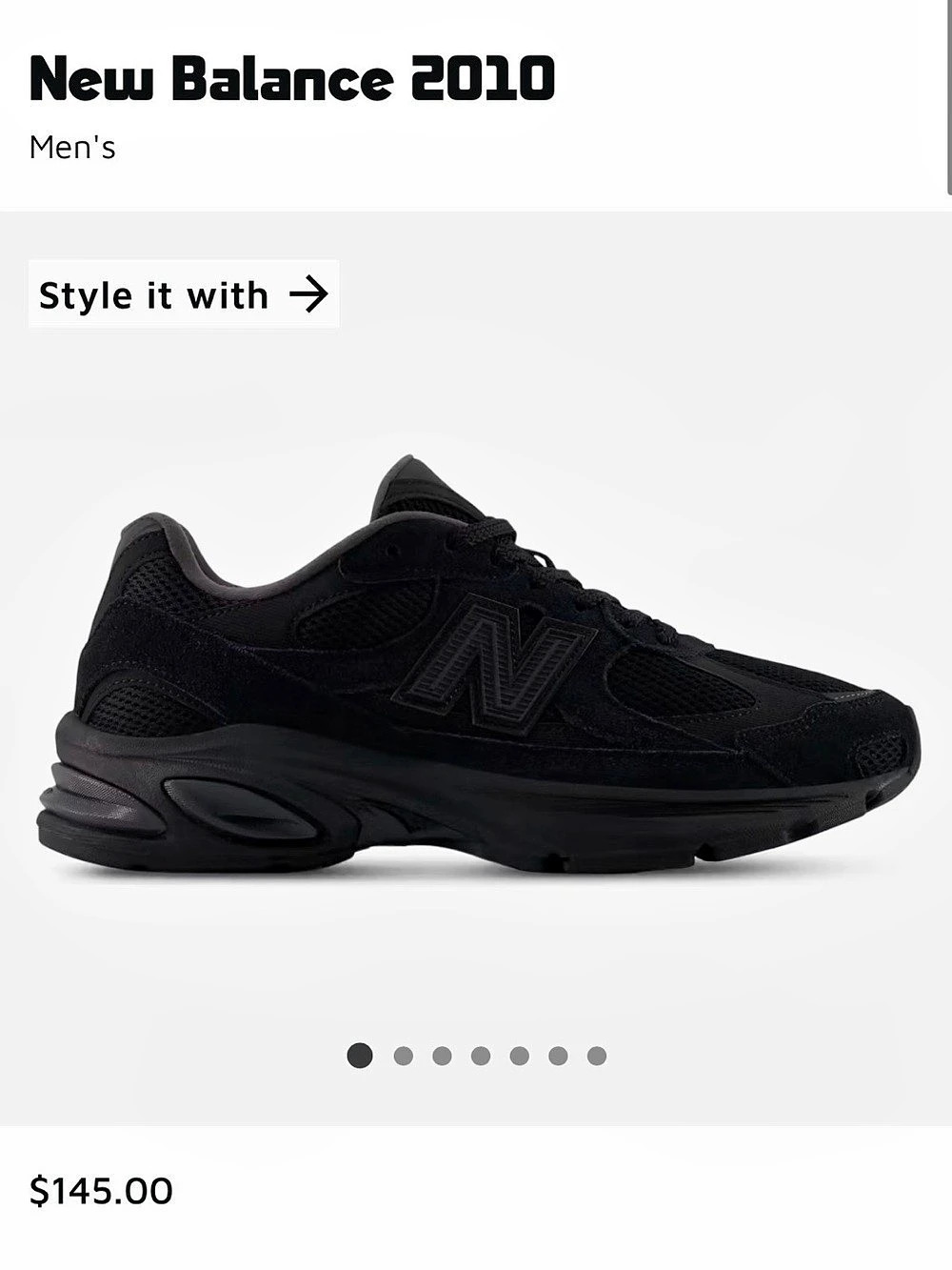 New Balance 2010 Men's Black Athletic Shoes US 9.5 D